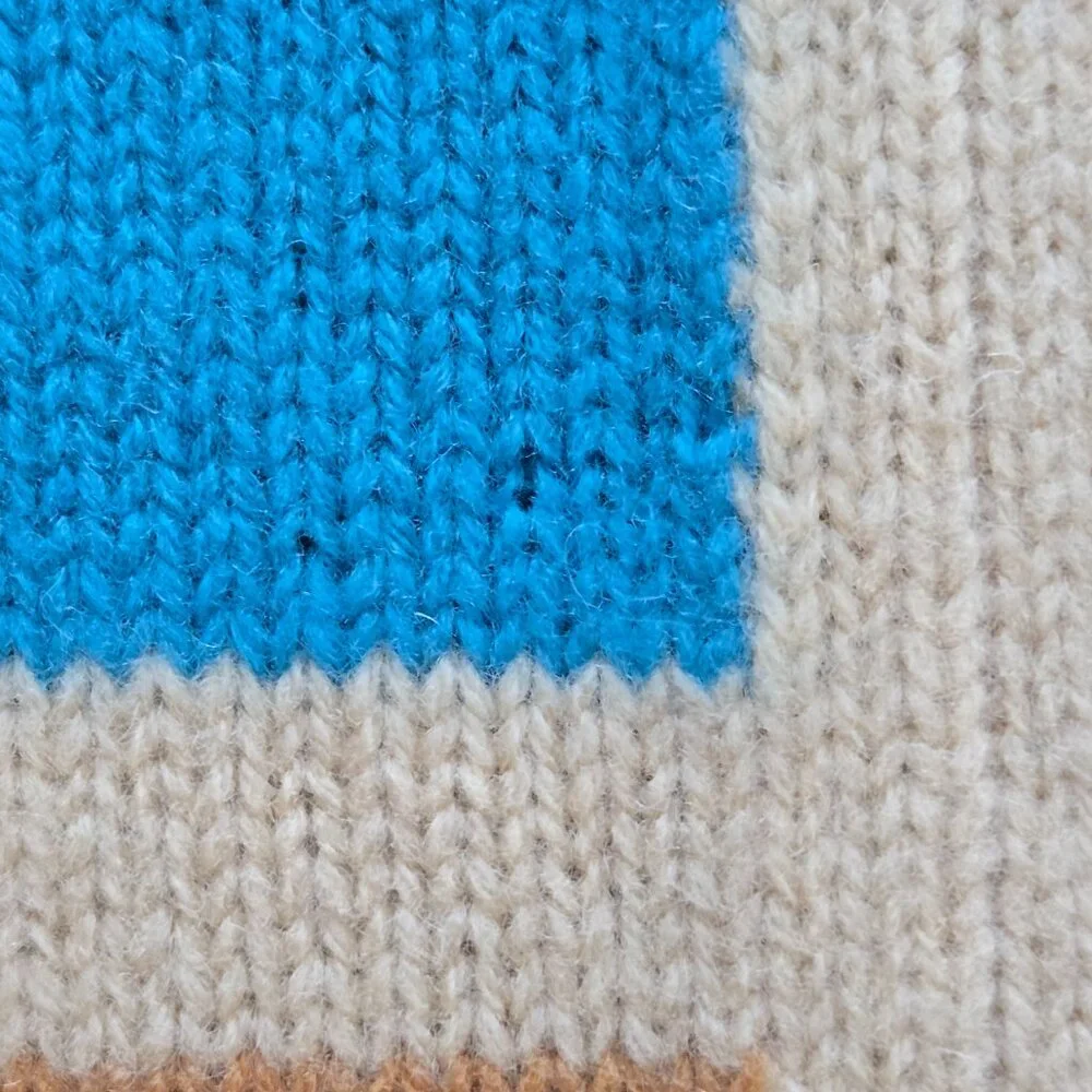 NWOT GAP 100% Lambswool Striped Scarf Tan Blue White